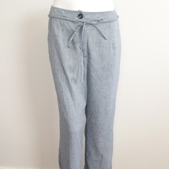 NWT Lattelier Line Drawstring Pant Blue 100% Linen Pants Medium - Picture 10 of 14
